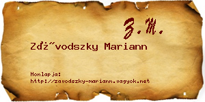 Závodszky Mariann névjegykártya